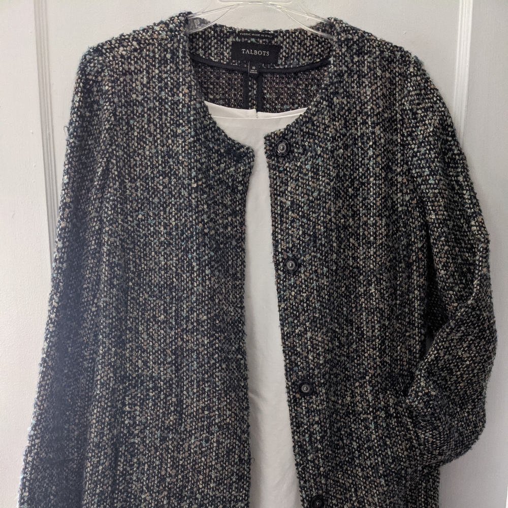 Talbots size 10 blue tweed blazer